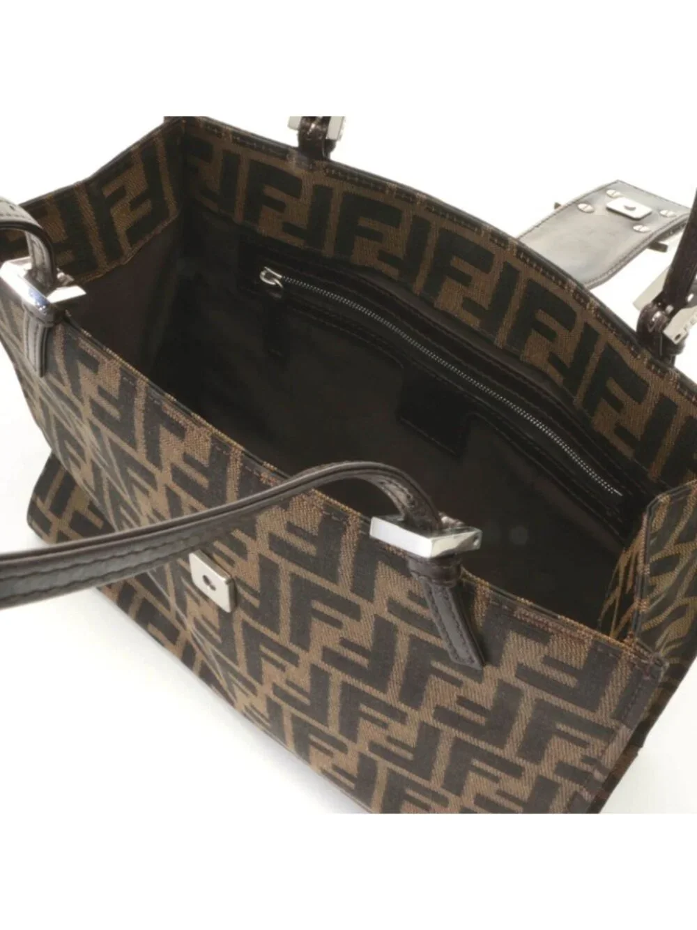 Fendi Zucca Tote Beige Dark Brown